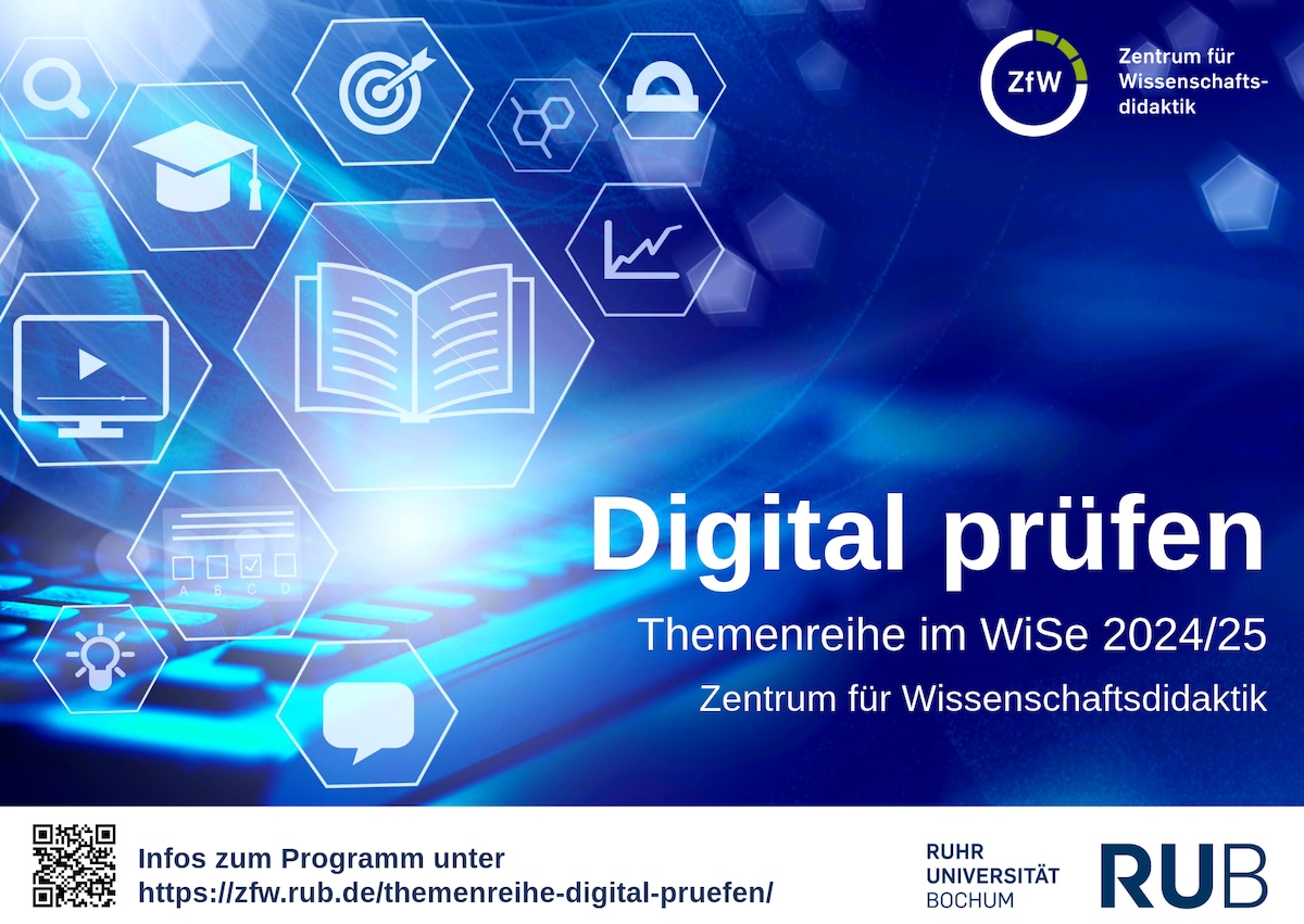 Hinweis auf die Themenreihe "digital Prüfen" des Zentrums für Wissenschaftsdidaktik (ZfW)