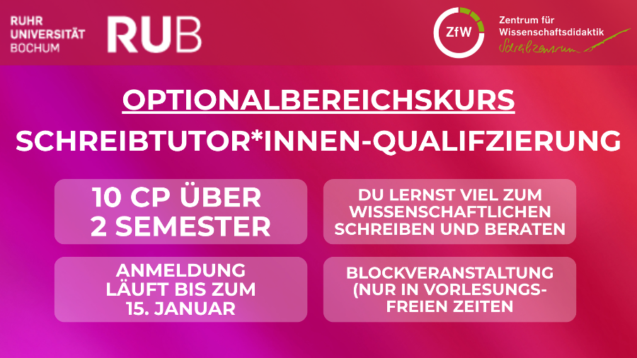 Schreibtutorenqualifizierung Optionalbereichskurs