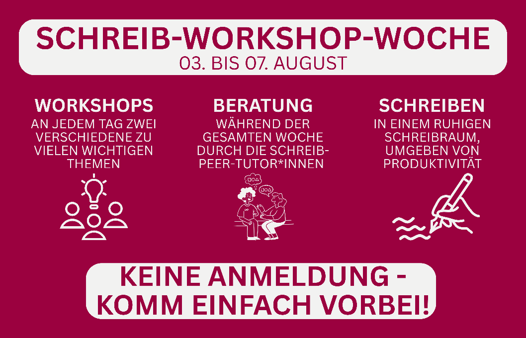 Hinweis auf die Schreib-Workshop-Woche vom 03. - 07. August