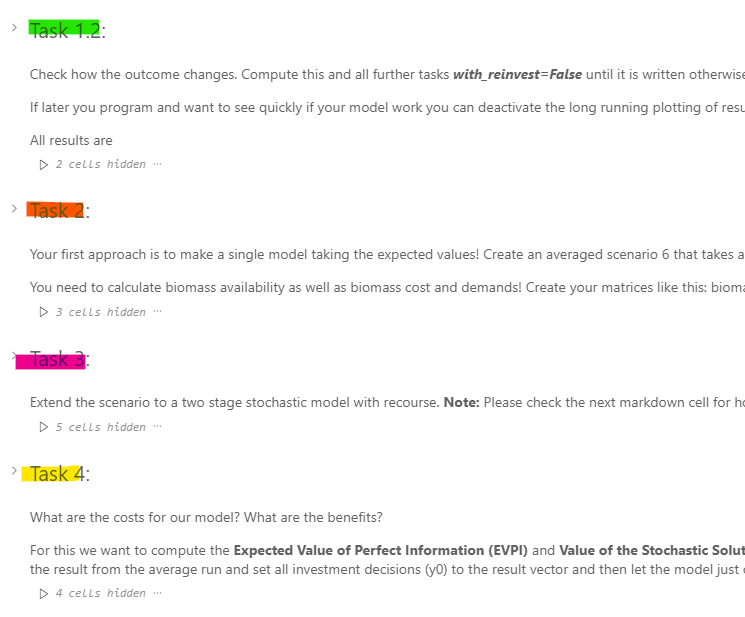 The screenshot of Jupyter notebook file. Highlighting subsections like Task 1.2., correspond to moodle lections sites.