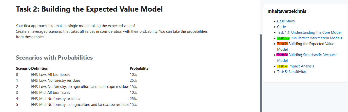 The screenshot of Moodle course. Highlighting subsections in JNotebook, like Task 1.2., correspond to moodle lections sites.