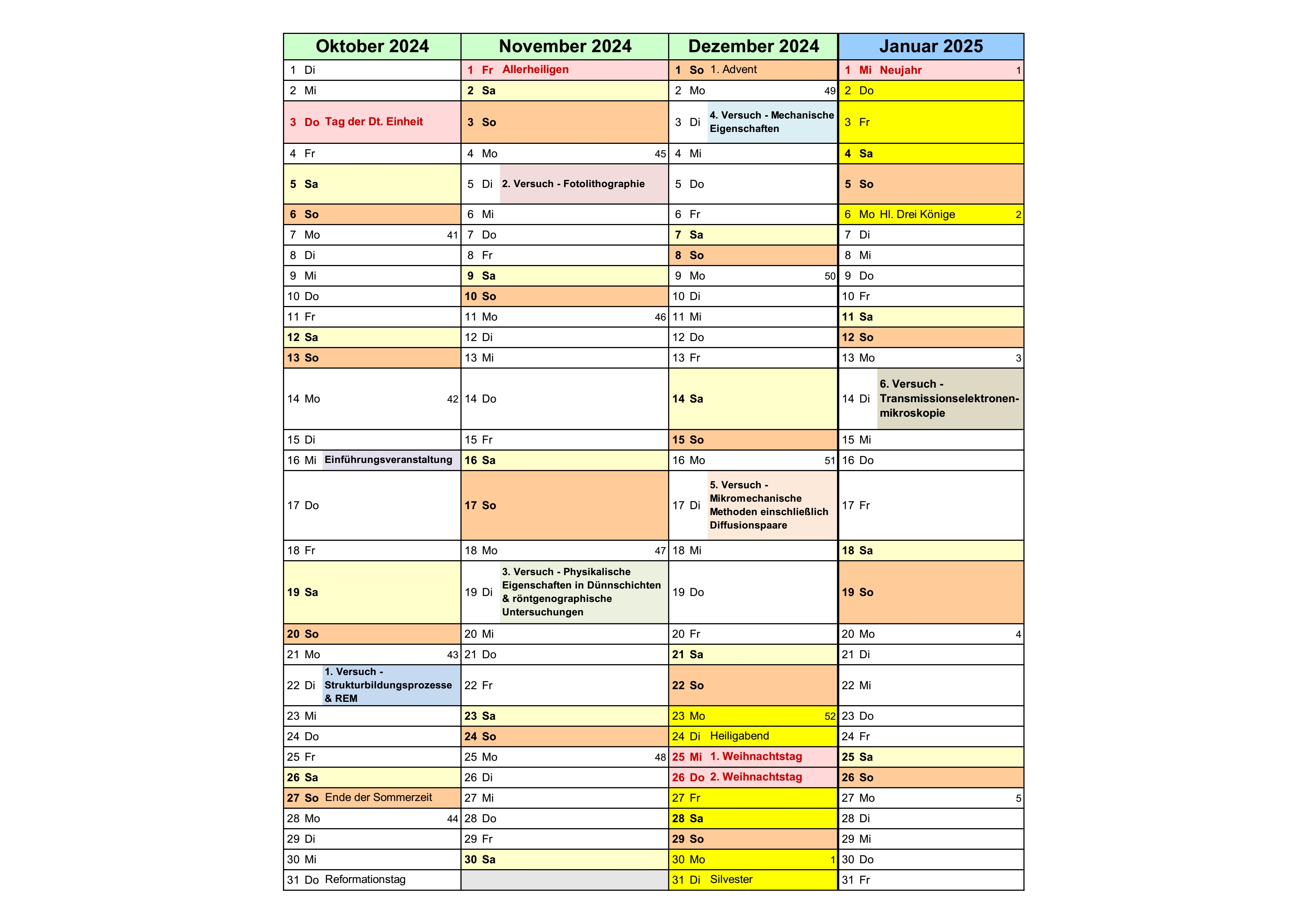Terminplanung WiSe 24/25
