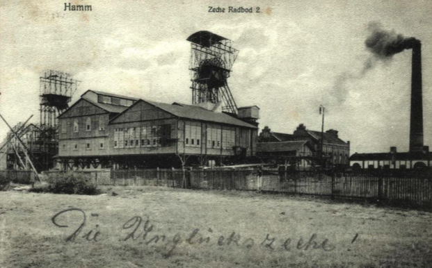 Abb. 1: Schulte, Andreas: Postkarte, 1908, mit der Handschrift „Die Unglückszeche“