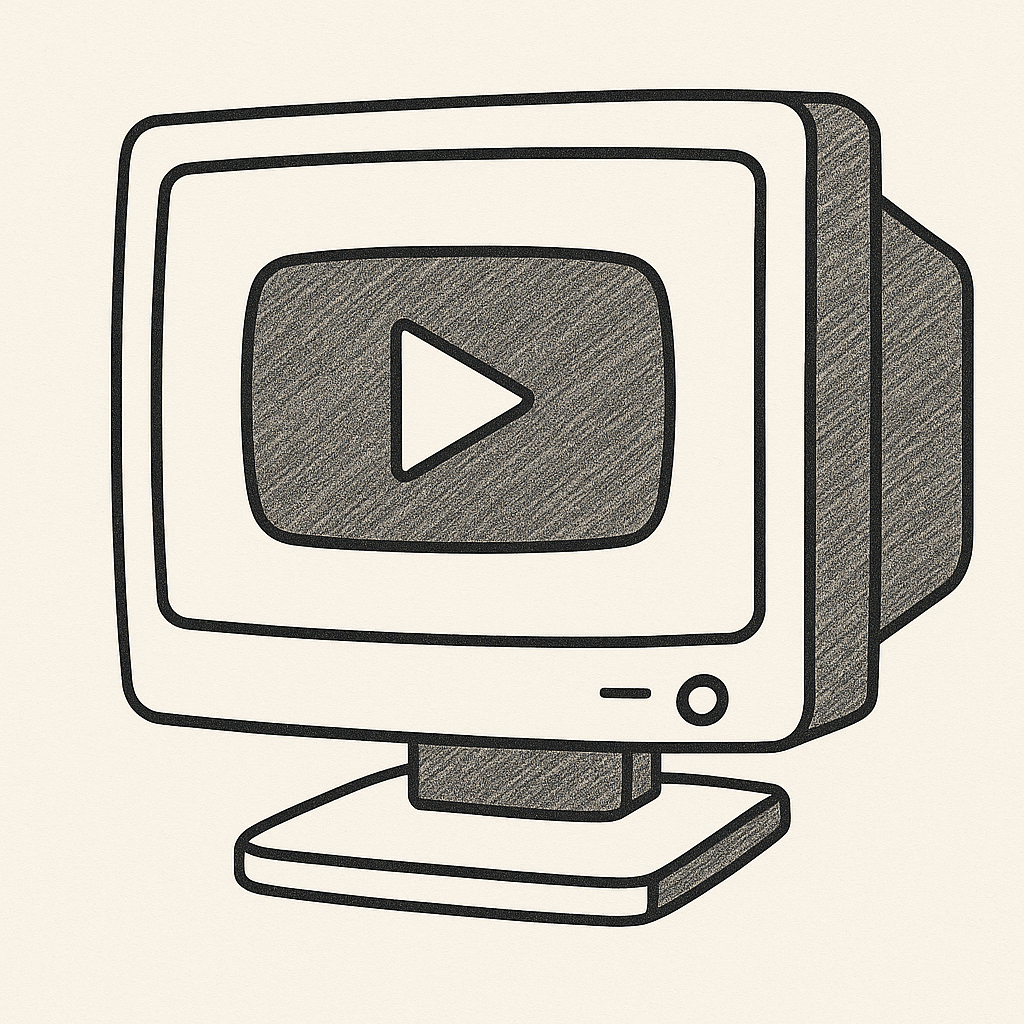 “Handgezeichnete illustration eines PCs, der ein Video abspielt.