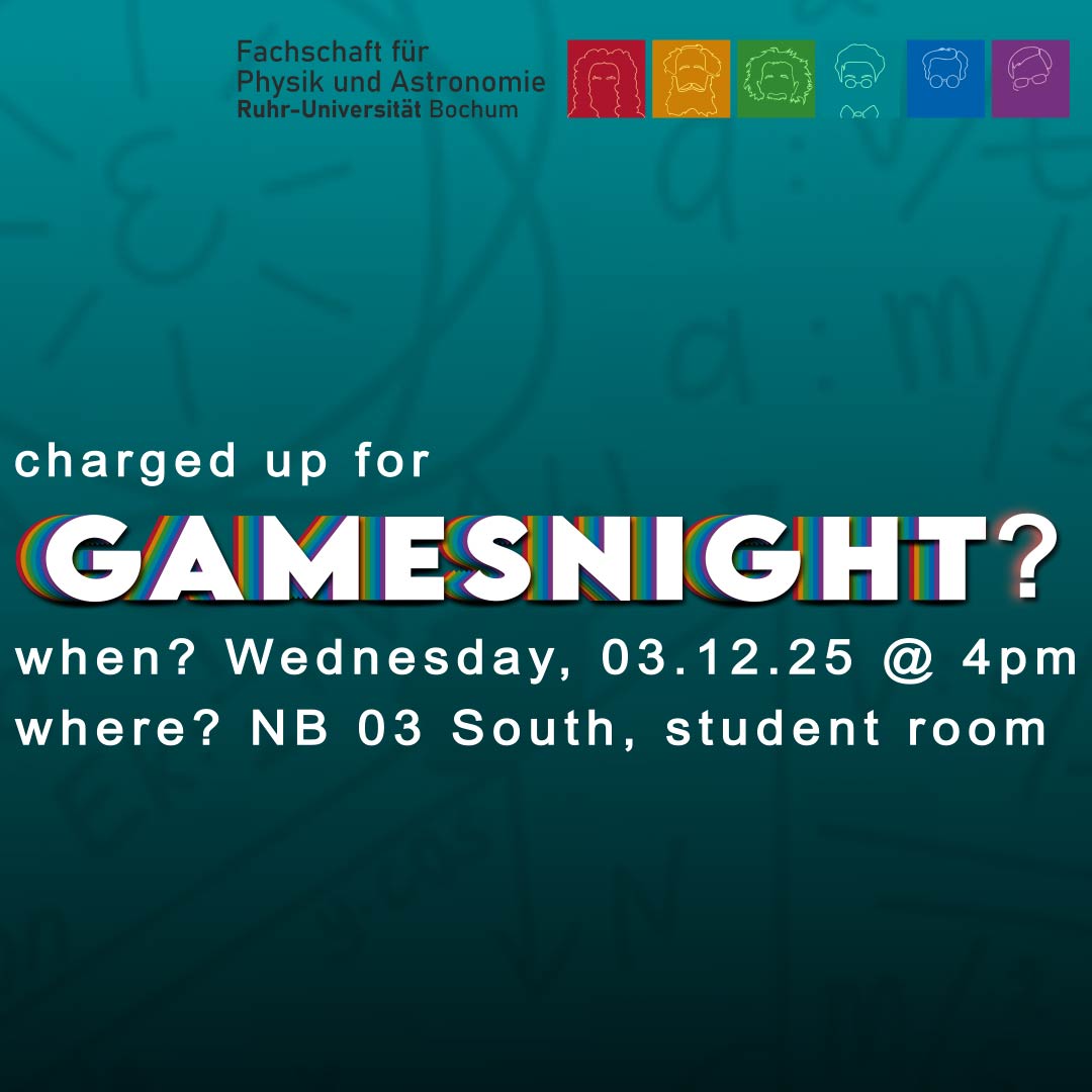 Am Mittwoch ist wieder Spieleabend!!! Wann? 03.12.2025 um 16 Uhr Wo? Studiraum (NB 03 Süd)